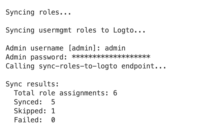 Sync Roles screen